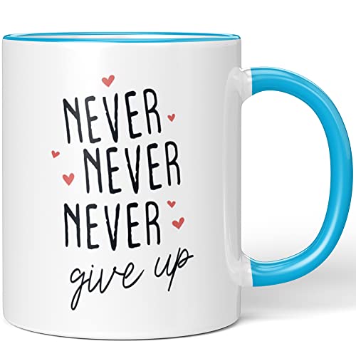 JUNIWORDS Tasse, Never Never Never give up, Blau (1007333) von JUNIWORDS
