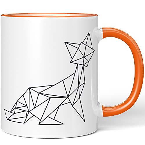 JUNIWORDS Tasse, Origami Fuchs, Wähle Farbe, Orange von JUNIWORDS