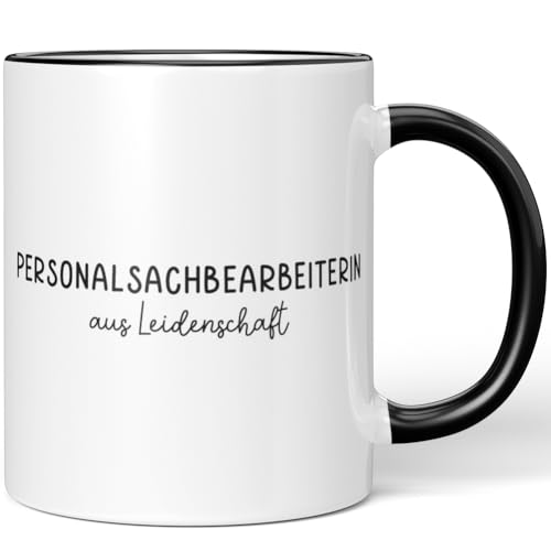 JUNIWORDS Tasse, Personalsachbearbeiterin aus Leidenschaft, Schwarz (6655070) von JUNIWORDS