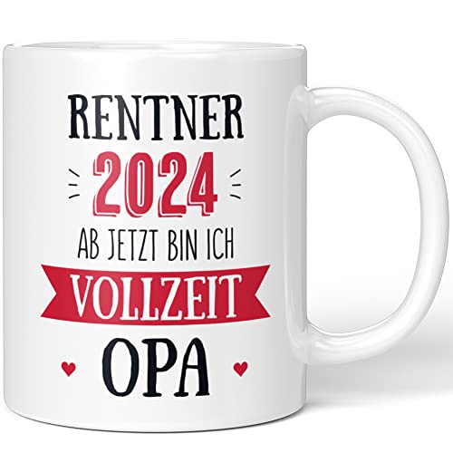 JUNIWORDS Tasse, RENTNER 2024 Ab jetzt bin ich Vollzeit Opa, Weiß (1008185) von JUNIWORDS