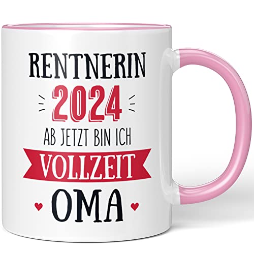 JUNIWORDS Tasse, RENTNERIN 2024 Ab jetzt bin ich Vollzeit Oma, Rosa (1008184) von JUNIWORDS