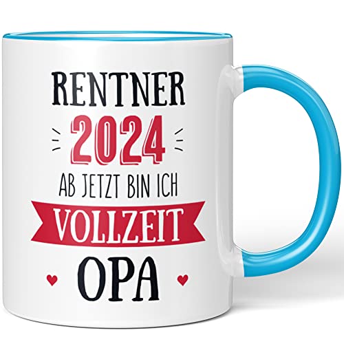 JUNIWORDS Tasse, Rentner 2024 Ab jetzt Bin ich Vollzeit Opa, Blau (1008185) von JUNIWORDS