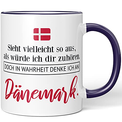 JUNIWORDS Tasse, Sieht vielleicht so aus, als würde ich dir zuhören. Doch in Wahrheit denke ich an Dänemark (1001296), Wähle Farbe, Lila von JUNIWORDS