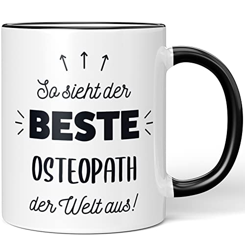 JUNIWORDS Tasse, So sieht der beste Osteopath der Welt aus!, Schwarz (5866327) von JUNIWORDS