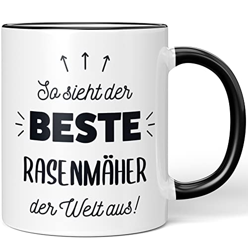 JUNIWORDS Tasse, So sieht der beste Rasenmäher der Welt aus!, Schwarz (5868719) von JUNIWORDS