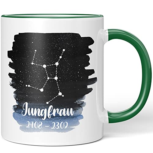 JUNIWORDS Tasse, Sternbild Jungfrau 24.08-23.09, Wähle Farbe, Grün von JUNIWORDS