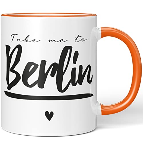 JUNIWORDS Tasse, Take me to Berlin, Orange (1007697) von JUNIWORDS