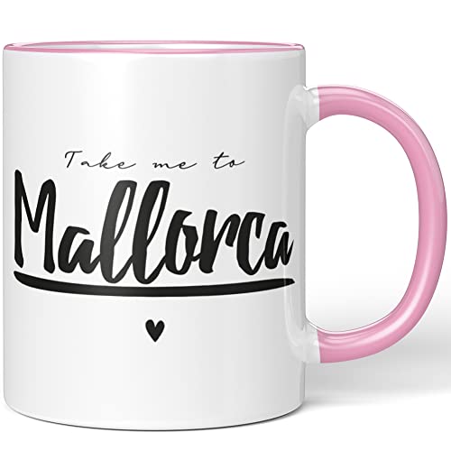 JUNIWORDS Tasse, Take me to Mallorca, Rosa (1007820) von JUNIWORDS