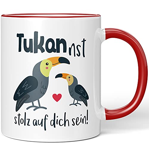 JUNIWORDS Tasse, Tukannst stolz auf dich sein!, Wähle Farbe, Rot von JUNIWORDS