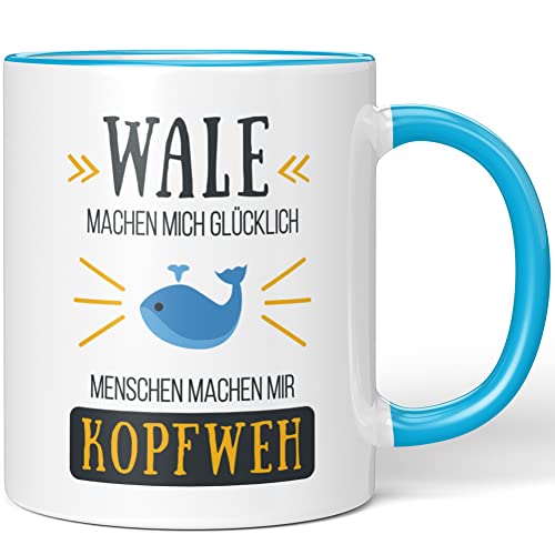 JUNIWORDS Tasse, Wale Machen Mich glücklich Menschen Machen Mir Kopfweh, Wähle Farbe, Blau von JUNIWORDS