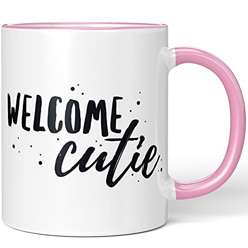 JUNIWORDS Tasse, Welcome cutie, Wähle Farbe, Rosa von JUNIWORDS