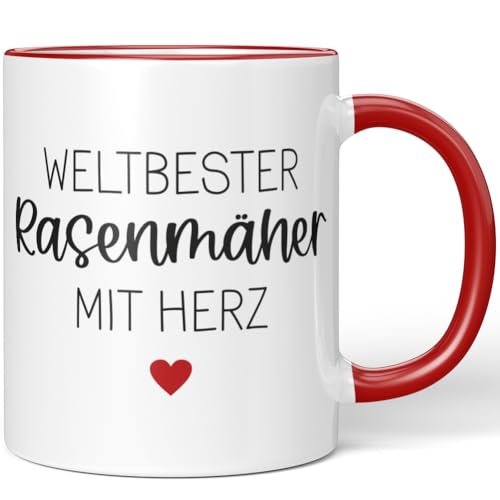 JUNIWORDS Tasse, Weltbester Rasenmäher, Rot (6695055) von JUNIWORDS
