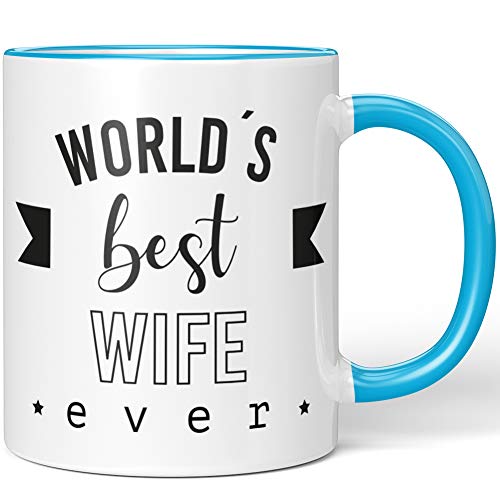 JUNIWORDS Tasse, World’s best wife ever, Wähle Farbe, Blau von JUNIWORDS