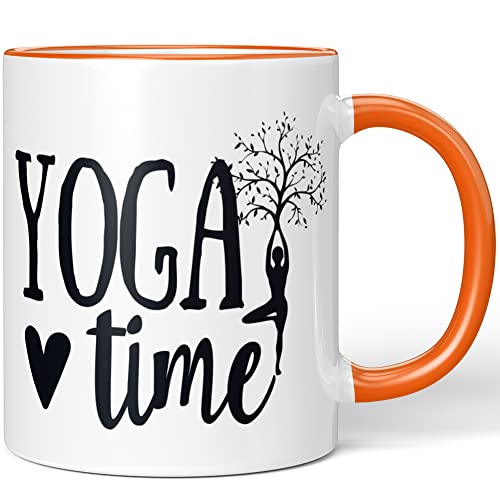 JUNIWORDS Tasse, Yoga time, Wähle Farbe, Orange von JUNIWORDS