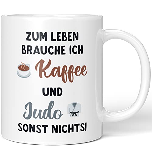 JUNIWORDS Tasse, Zum Leben brauche ich Kaffee und Judo, sonst nichts, Weiß (1005303) von JUNIWORDS