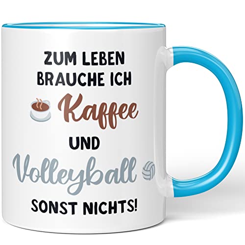 JUNIWORDS Tasse, Zum Leben brauche ich Kaffee und Volleyball, sonst nichts, Blau (1005276) von JUNIWORDS