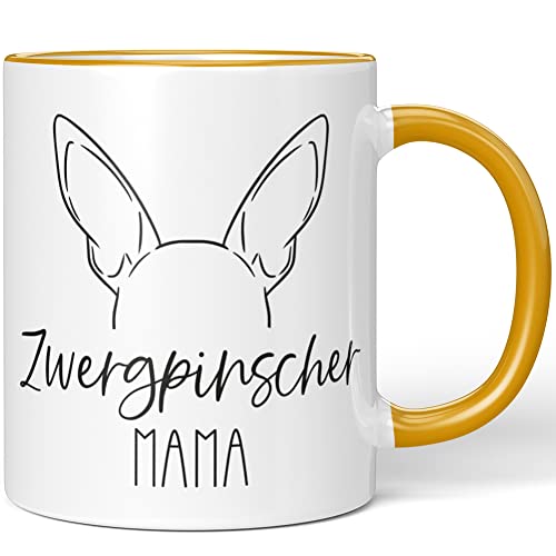 JUNIWORDS Tasse, Zwergpinscher Mama, Dunkelgelb (1008951) von JUNIWORDS