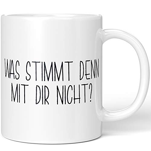 JUNIWORDS Tasse, Was stimmt denn mit dir nicht? (1000478), Wähle Farbe, Weiß von JUNIWORDS