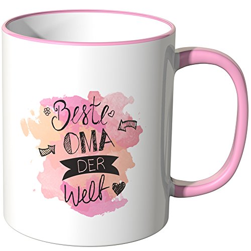 JUNIWORDS Tasse - Wähle Motiv & Farbe - Beste Oma Aquarell - Rosa von JUNIWORDS