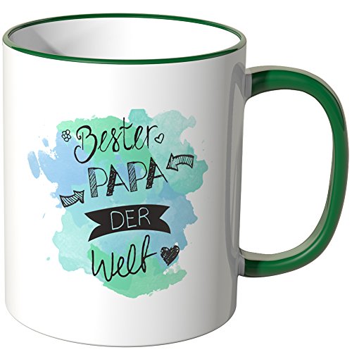 JUNIWORDS Tasse - Wähle Motiv & Farbe - "Bester Papa Aquarell" - Grün von JUNIWORDS