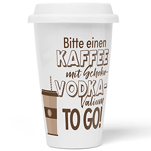 JUNIWORDS To-Go Becher mit Deckel, Bitte einen Kaffee mit Schoko-Vodka-Valium to go JUNIWORDS To-Go Becher mit Deckel, Bitte einen Kaffee mit Schoko-Vodka-Valium to go von JUNIWORDS