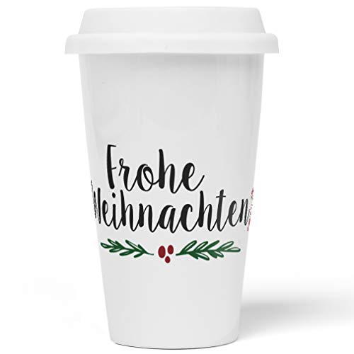 JUNIWORDS To-Go Becher mit Deckel, Frohe Weihnachten von JUNIWORDS