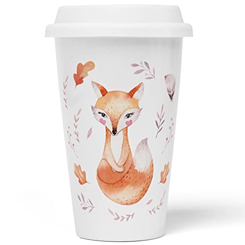 JUNIWORDS To-Go Becher mit Deckel, Fuchs Aquarell von JUNIWORDS