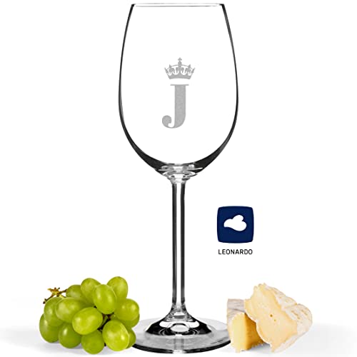 JUNIWORDS Weinglas mit Gravur, Krone mit Buchstabe J, Weißweinglas (1007528) von JUNIWORDS