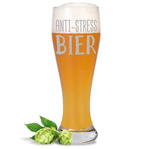 JUNIWORDS Weizenbierglas mit Gravur, Anti-Stress Bier, Bierglas (1009856) von JUNIWORDS