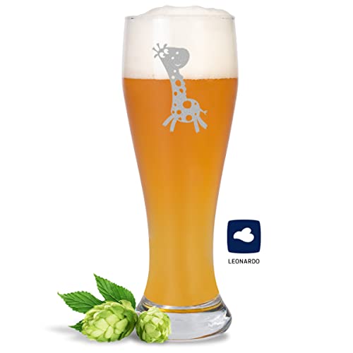 JUNIWORDS Weizenbierglas mit Gravur, Giraffe (1003145), Bierglas von JUNIWORDS