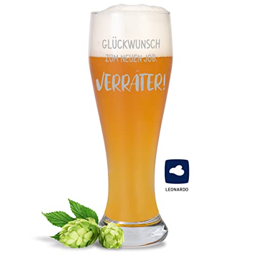 JUNIWORDS Weizenbierglas mit Gravur, Glückwunsch zum neuen Job. Verräter, Bierglas (1006920) von JUNIWORDS