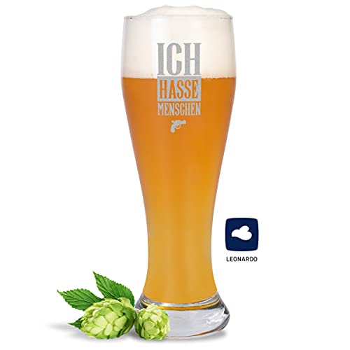 JUNIWORDS Weizenbierglas mit Gravur, Ich hasse Menschen, Bierglas JUNIWORDS Weizenbierglas mit Gravur, Ich hasse Menschen, Bierglas von JUNIWORDS