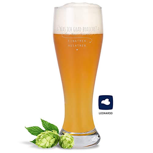 JUNIWORDS Weizenbierglas mit Gravur, Was ich grad brauche? Ans Meer fahren. Einatmen. Ausatmen, Bierglas von JUNIWORDS