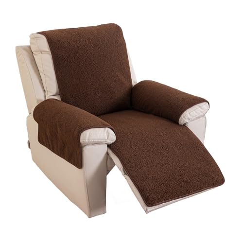 JUNLEBUYI Sesselschoner, Sherpa Ruhesessel Bezüge Für Fernsehsessel Relaxsessel Thick Warm Fleece Sesselschutz Sofaüberwurf Stuhl Schonbezug Schonbezüge Schutzbezug Sesselhusse (Kaffee,XL / 76-231cm) von JUNLEBUYI