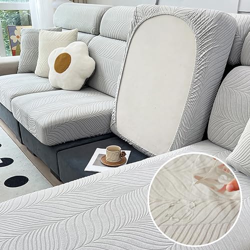 JUNLEBUYI Stretch Wasserdicht Sofabezug - Sofa Sitzkissenbezug,Jacquard Elastischer Kissenbezüge,Husse Überzug Bezug Für Sofa Sitzkissen Mit Anti-Rutsch-elastischem Boden (Grau-C,1-Sitzer) von JUNLEBUYI