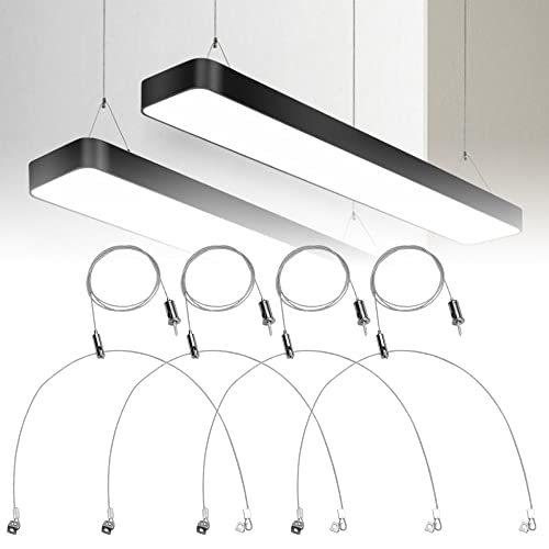 JUNMEIDO 4 Stück Seilaufhängung Edelstahl Drahtseil Aufhängung Stahlseil Verstellbar ⌀ 1.5mm*1m Draht Seil Hängende für LED Panel Lampe Aquarium Licht von JUNMEIDO