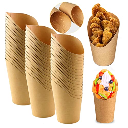 JUNMEIDO 50 Stück Bubble Waffeln Tüten 14 oz Snack-Container Kraftpapier PommesHalter Pommes bubble waffeleisen tüten Kraftpapier für Pommes Frites Kraftpapier Becher Frozen Dessert von JUNMEIDO