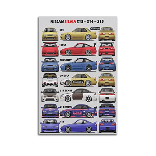 JUNNA JDM Sportauto-Poster für SILVIA S13 S14 S15 Rennauto, dekoratives Gemälde, Leinwand, Wand- und Kunstbild, Familien-Schlafzimmer, Dekoration, 30 x 45 cm von JUNNA
