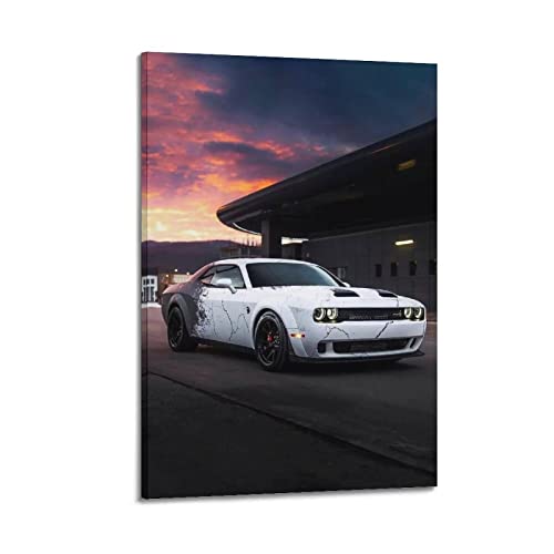 JUNNA Sportwagen-Poster für Dodge Challenger SRT Hellcat Rennauto, dekoratives Gemälde, Leinwand, Wand- und Kunstbild, Familien-Schlafzimmer, Dekoration, 30 x 45 cm von JUNNA