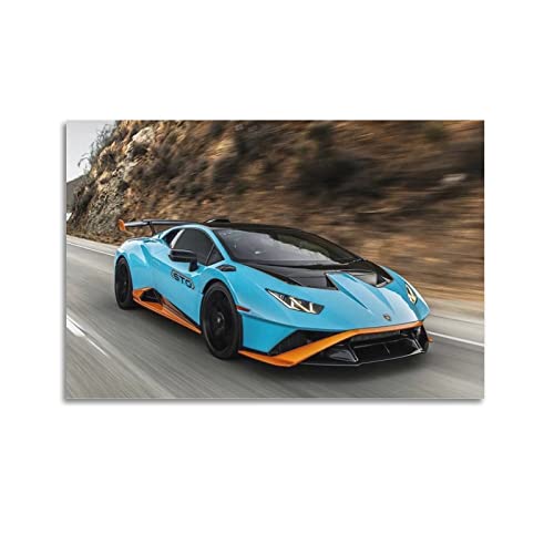 JUNNA Supercar Poster für Lamborghini Huracan STO Sportwagen, dekoratives Gemälde, Leinwand, Wand- und Kunstbild, Familien-Schlafzimmer, Dekoration, 40 x 60 cm von JUNNA