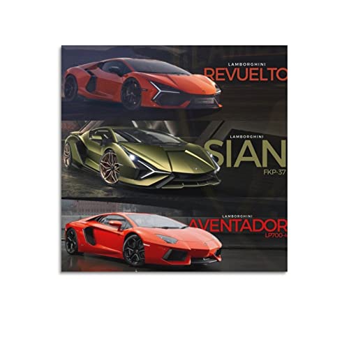 JUNNA Supercar Poster für Lamborghini REVUELTO SIAN AVENTADOR Sportauto Dekorative Malerei Leinwand Wand und Kunst Bild Familie Schlafzimmer Dekor 70 x 70 cm von JUNNA