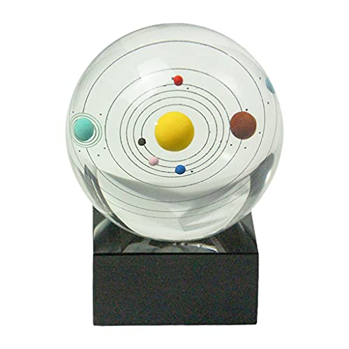 3D Lasergravierter Sonnensystem Kristallkugel Figur Mit Silber Basis 80 Mm Kristall Kugel Heilung Feng Shui D. von JUNNASALIKER