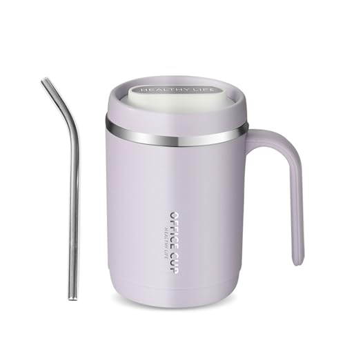 500 Doppelwandkaffeetasse Mit Stroh Edelstahl Thermalkaffeetassen Kaffeeflasche Perfektes Geschenk Für Kaffeeliebhaber von JUNNASALIKER