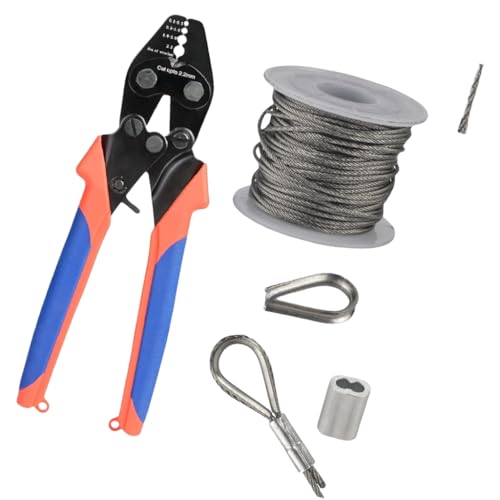 Drahtseil-Crimpzangen-Set mit Aluminiumringen, Hülsen bis zu 2,2 mm, für Elektro- und Außeneinsatz, Swager-Crimper Drahtseil-Crimpzangen-Set mit Aluminiumringen, Hülsen bis zu 2,2 mm, für Elektro- und Außeneinsatz, Swager-Crimper von JUNNASALIKER