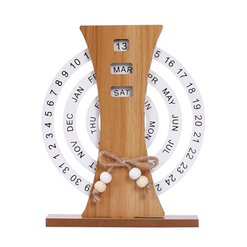 Holz Permanenter Kalender Eleganter Mondmond Desktop Dekore Mit Rotatable Date Block Für Oder Büroverzierung von JUNNASALIKER