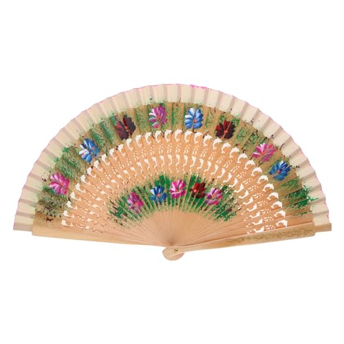 JUNNASALIKER Buntes Holzfallerlüfter Handheld Klassischer Spanischer Lüfter Chinesisches Handheld Holzfallertanzpartys von JUNNASALIKER