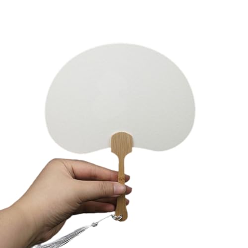JUNNASALIKER Leere Handlüfter Chinease Reispapierventilator Mit Quasten Holzgriff Kalligraphys Malheld Fan Elegantes Geschenk Für Frau von JUNNASALIKER