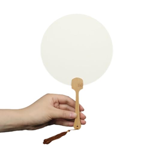 JUNNASALIKER Leere Handlüfter Chinease Reispapierventilator Mit Quasten Holzgriff Kalligraphys Malheld Fan Elegantes Geschenk Für Frau von JUNNASALIKER
