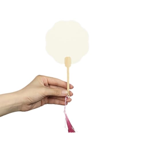 JUNNASALIKER Leere Handlüfter Chinease Reispapierventilator Mit Quasten Holzgriff Kalligraphys Malheld Fan Elegantes Geschenk Für Frau von JUNNASALIKER