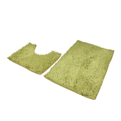 JUNNASALIKER Set Von 2 Badezimmer Teppiche Chenilles Badmatten Nonslip Toilettenmatten Super Absorbierende Ushapierte Fußpolster Teppichen Maschine Waschung von JUNNASALIKER